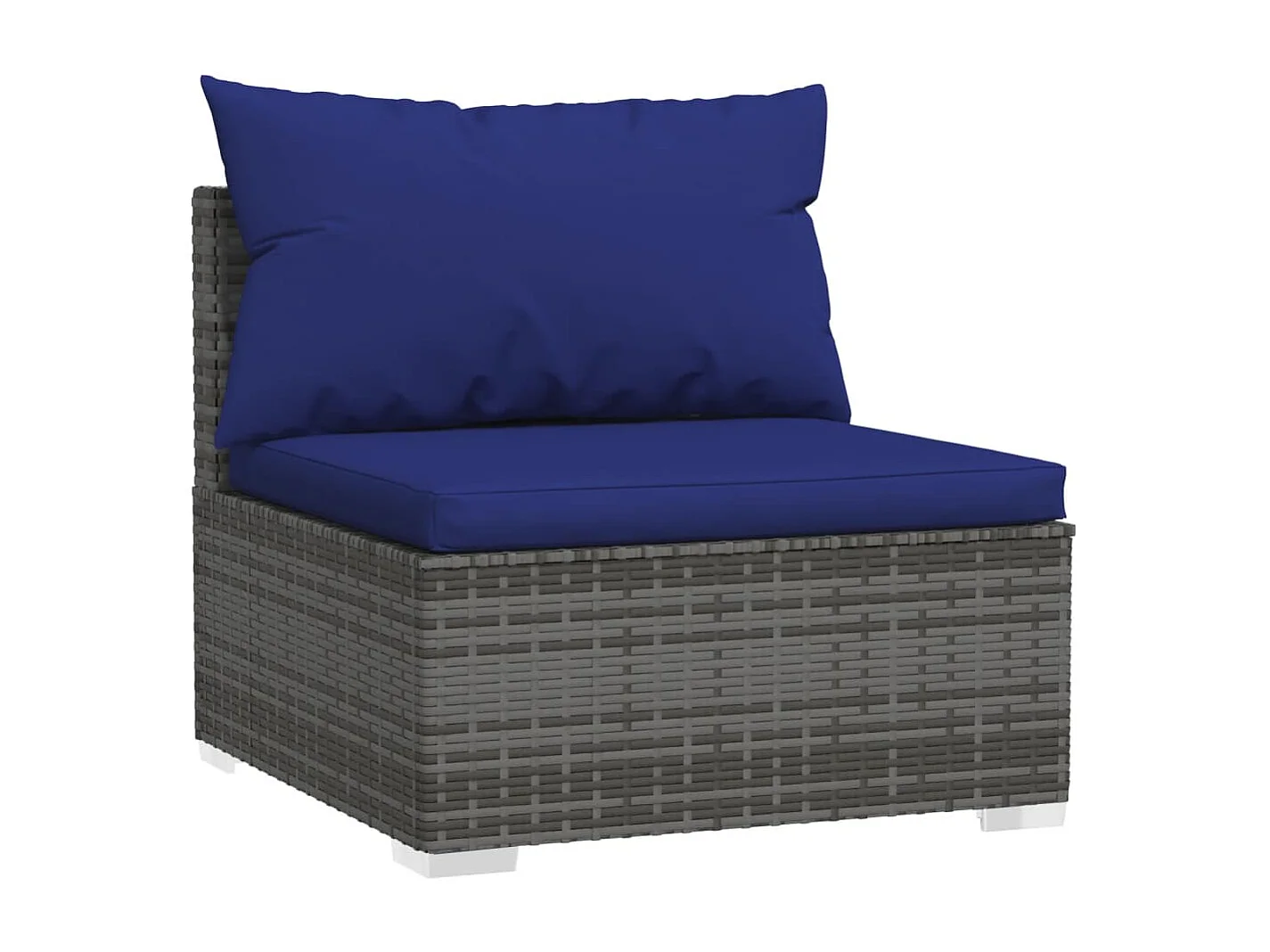 4 pcs conjunto lounge de jardim c/ almofadões vime PE cinzento