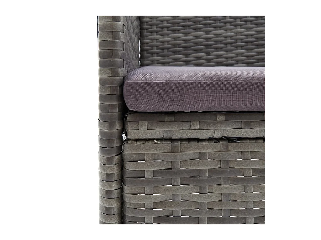 7-delige Tuinset met kussens poly rattan grijs