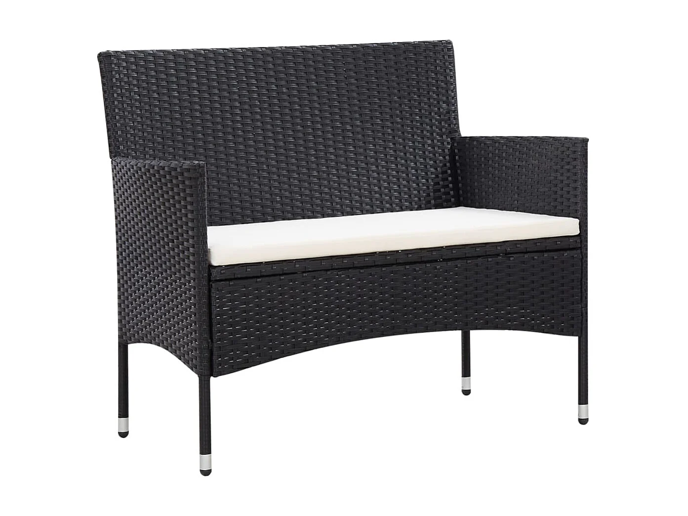 Set Divani da Giardino 5 pz con Cuscini in Polyrattan Nero
