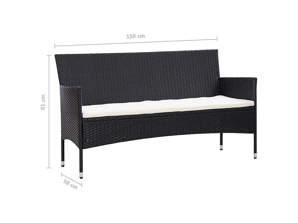 Set Divani da Giardino 5 pz con Cuscini in Polyrattan Nero