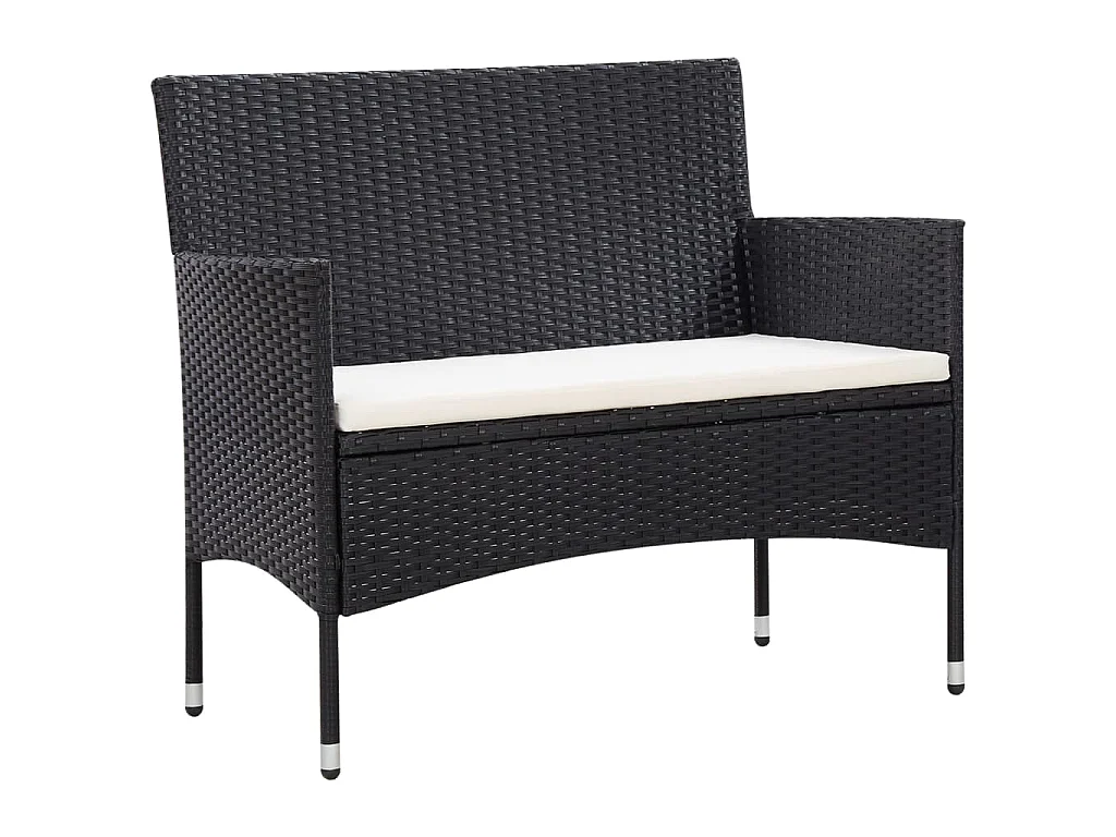Set Divani da Giardino 5 pz con Cuscini in Polyrattan Nero