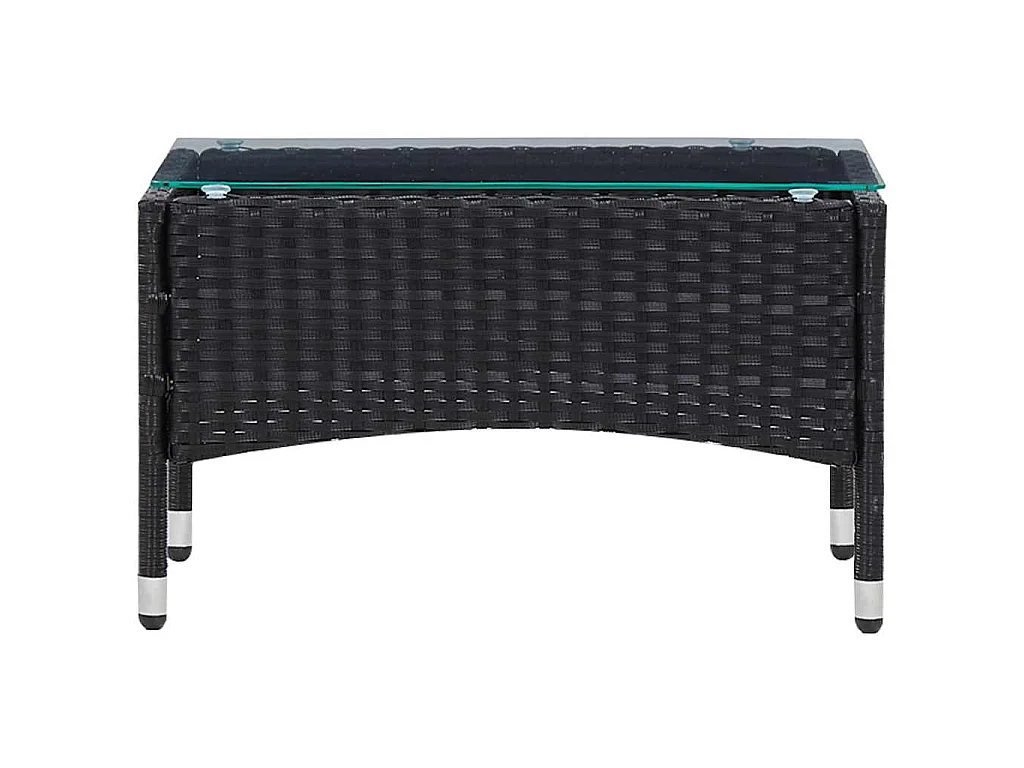 Set muebles de jardín y cojines 5 piezas ratán sintético negro