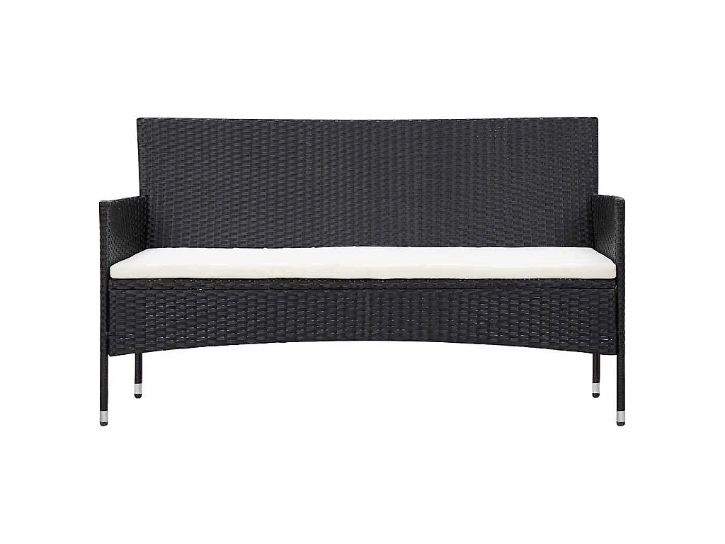 Set muebles de jardín y cojines 5 piezas ratán sintético negro
