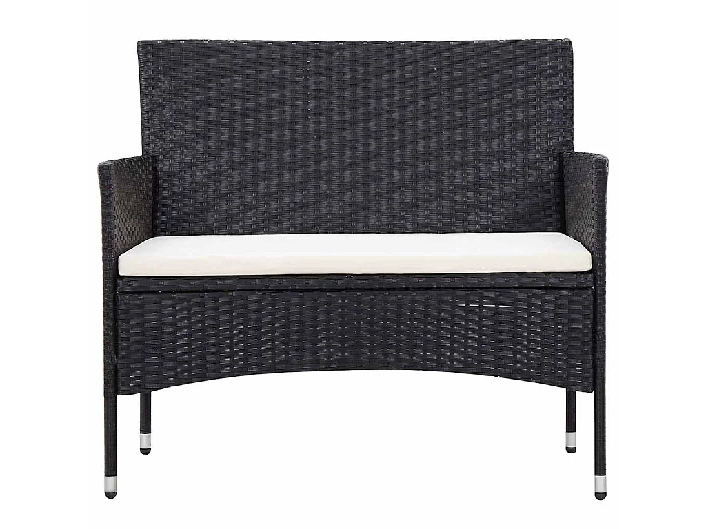 Set muebles de jardín y cojines 5 piezas ratán sintético negro