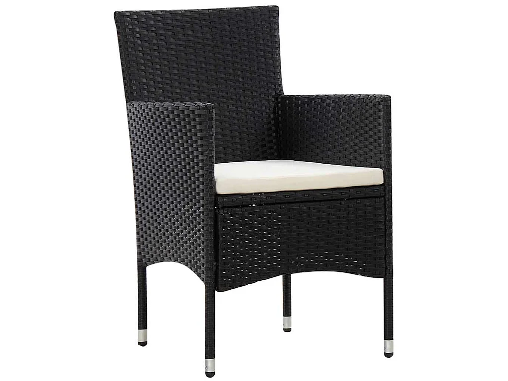 Set muebles de jardín y cojines 5 piezas ratán sintético negro
