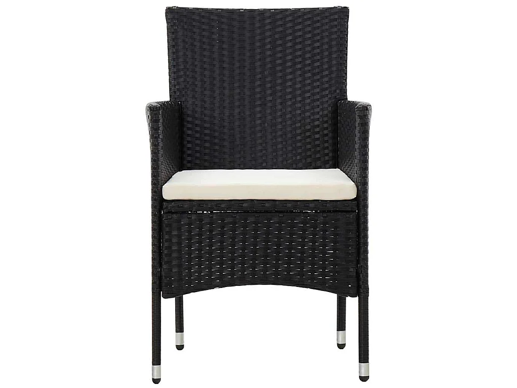 Set muebles de jardín y cojines 5 piezas ratán sintético negro