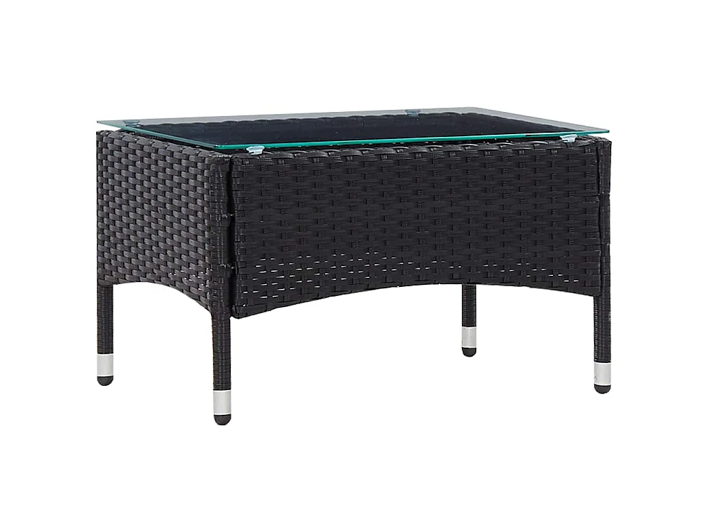 Set muebles de jardín y cojines 5 piezas ratán sintético negro