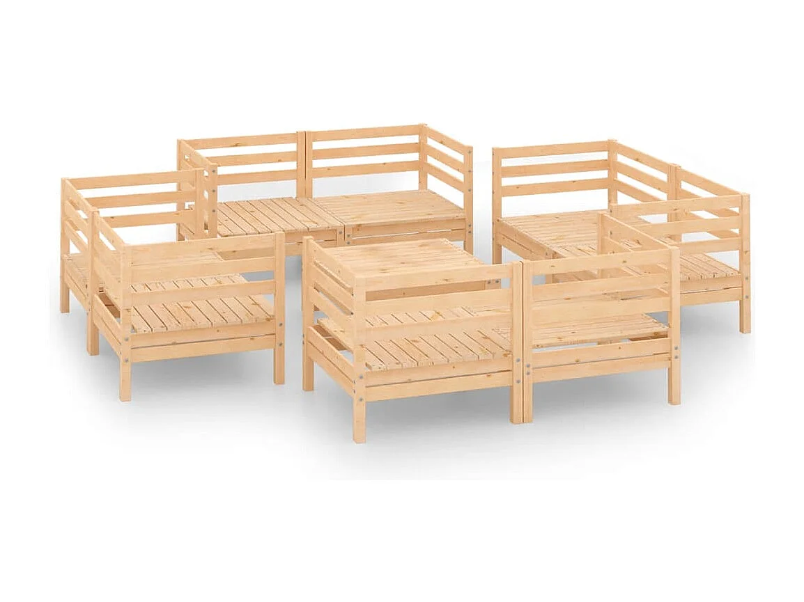 9-tlg. Garten-Lounge-Set Kiefer Massivholz