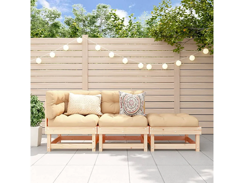 Set Salotto da Giardino 3 pz in Legno Massello di Pino