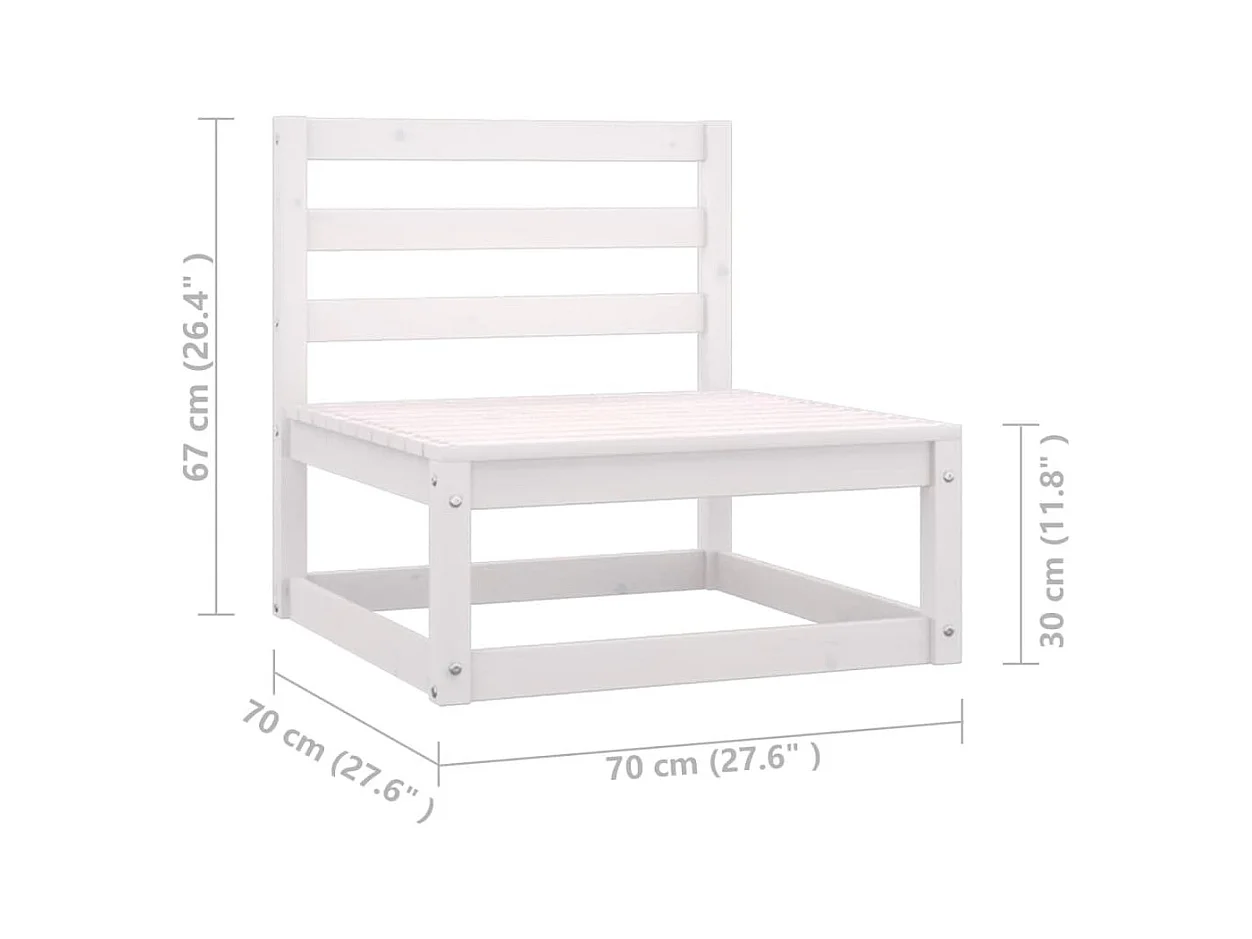 Set Divani da Giardino 10 pz Cuscini Bianchi Massello di Pino