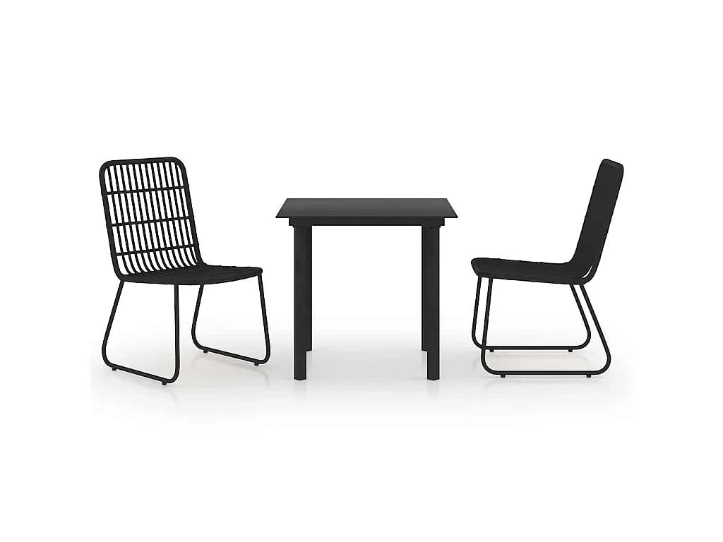 3-delige Tuinset poly rattan en glas