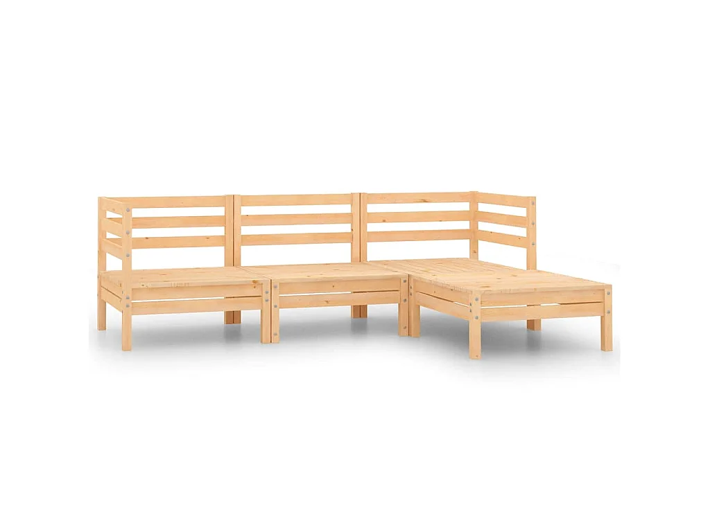 Juego de muebles de jardín 4 piezas madera maciza de pino