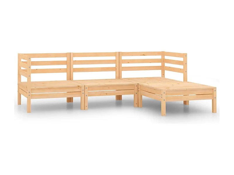 Set Salotto da Giardino 4 pz in Legno Massello di Pino