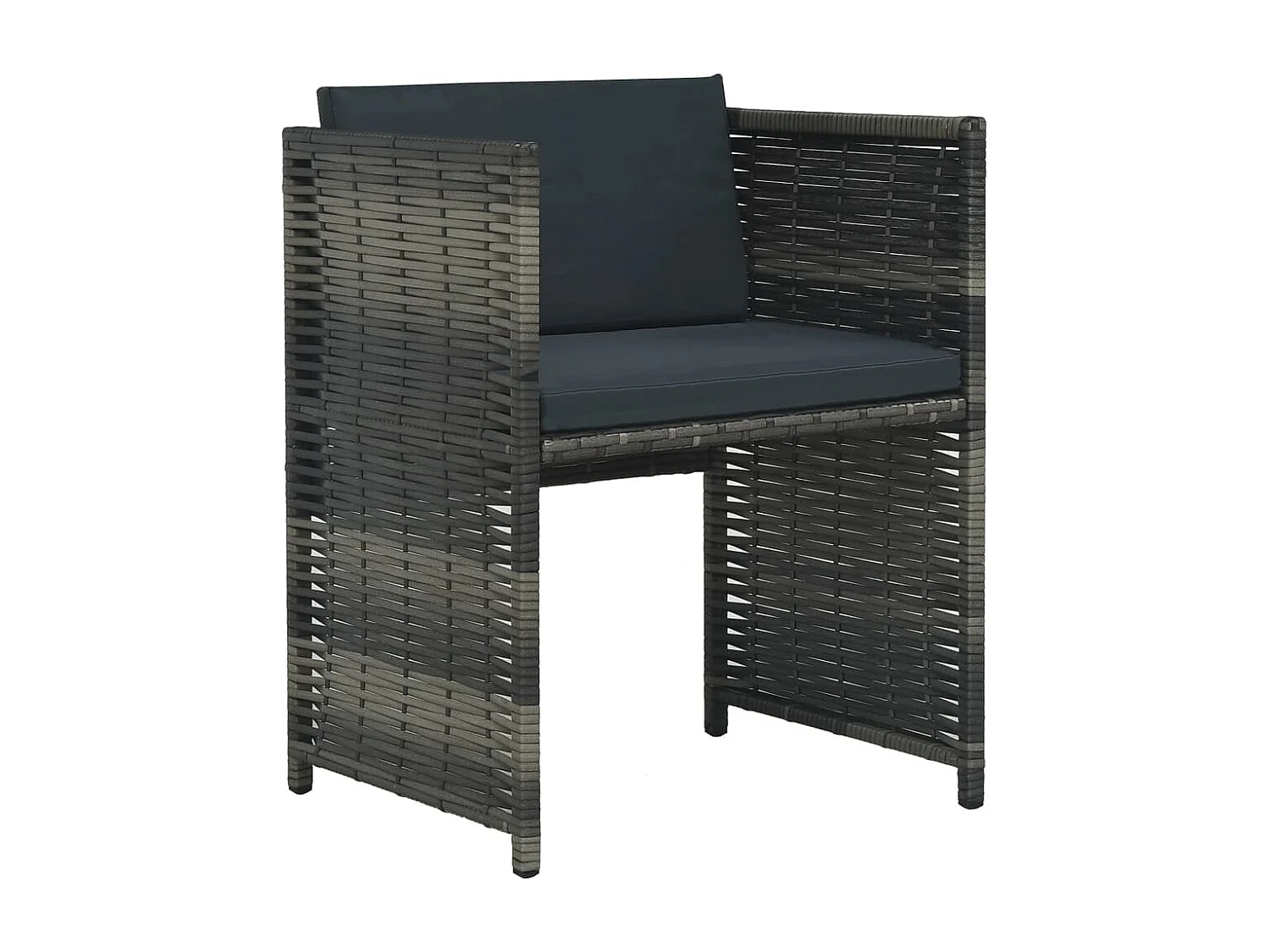 Ensemble de bistro 3 pcs avec coussins Résine tressée Gris