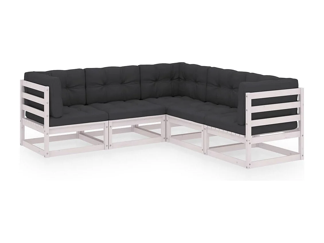 Salon de jardin 5 pcs avec coussins Bois de pin massif
