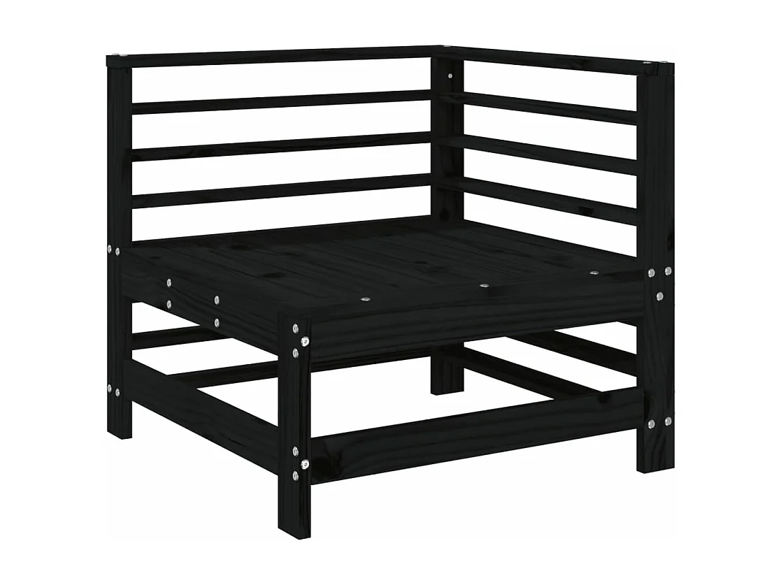 Salon de jardin 3 pcs noir bois massif de pin