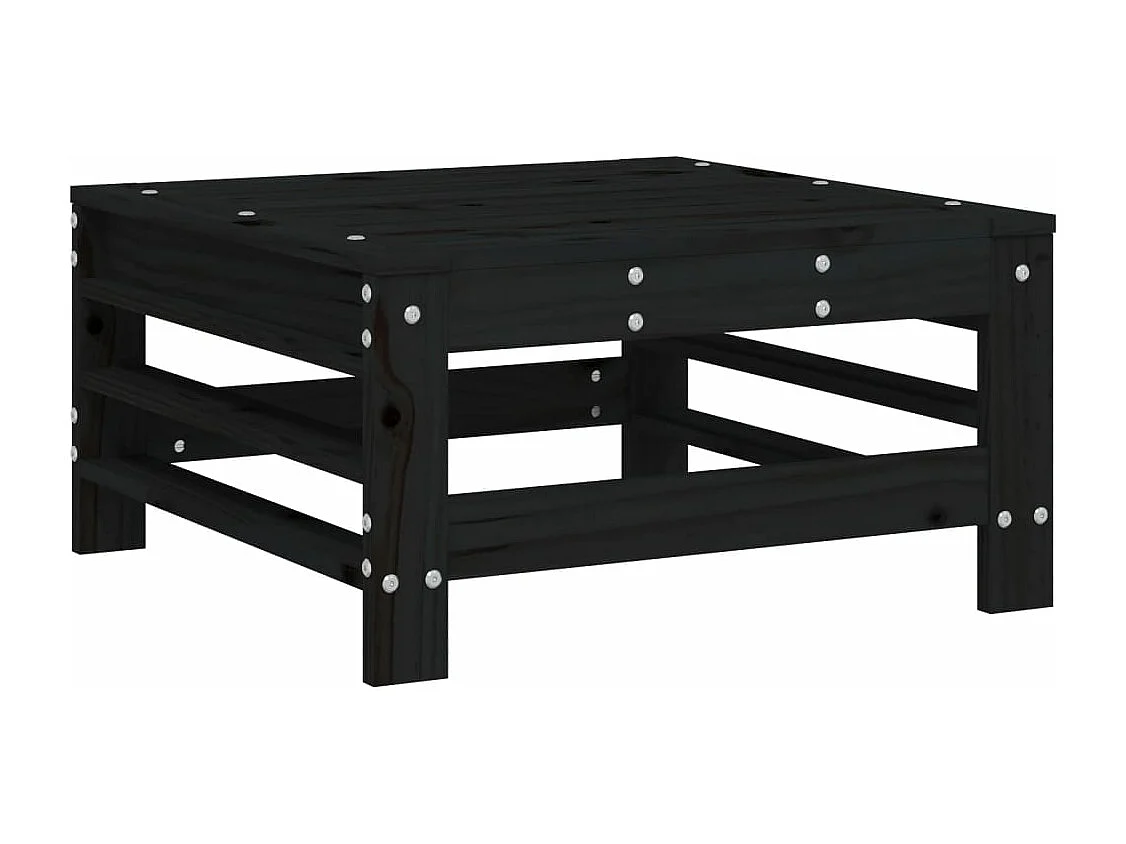 Salon de jardin 3 pcs noir bois massif de pin