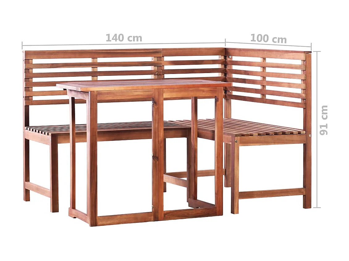 2 pcs conjunto bistrô em madeira de acácia maciça