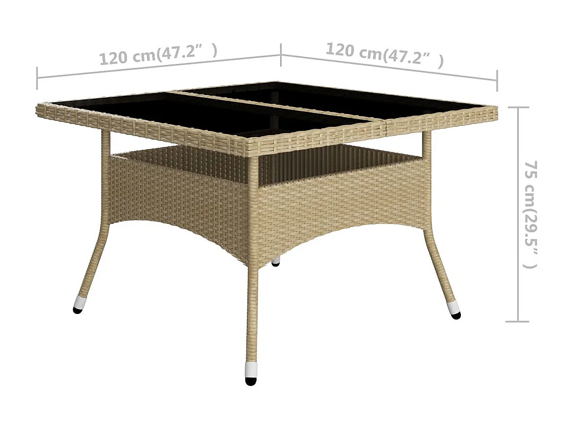 9-delige Tuinset poly rattan en glas beige