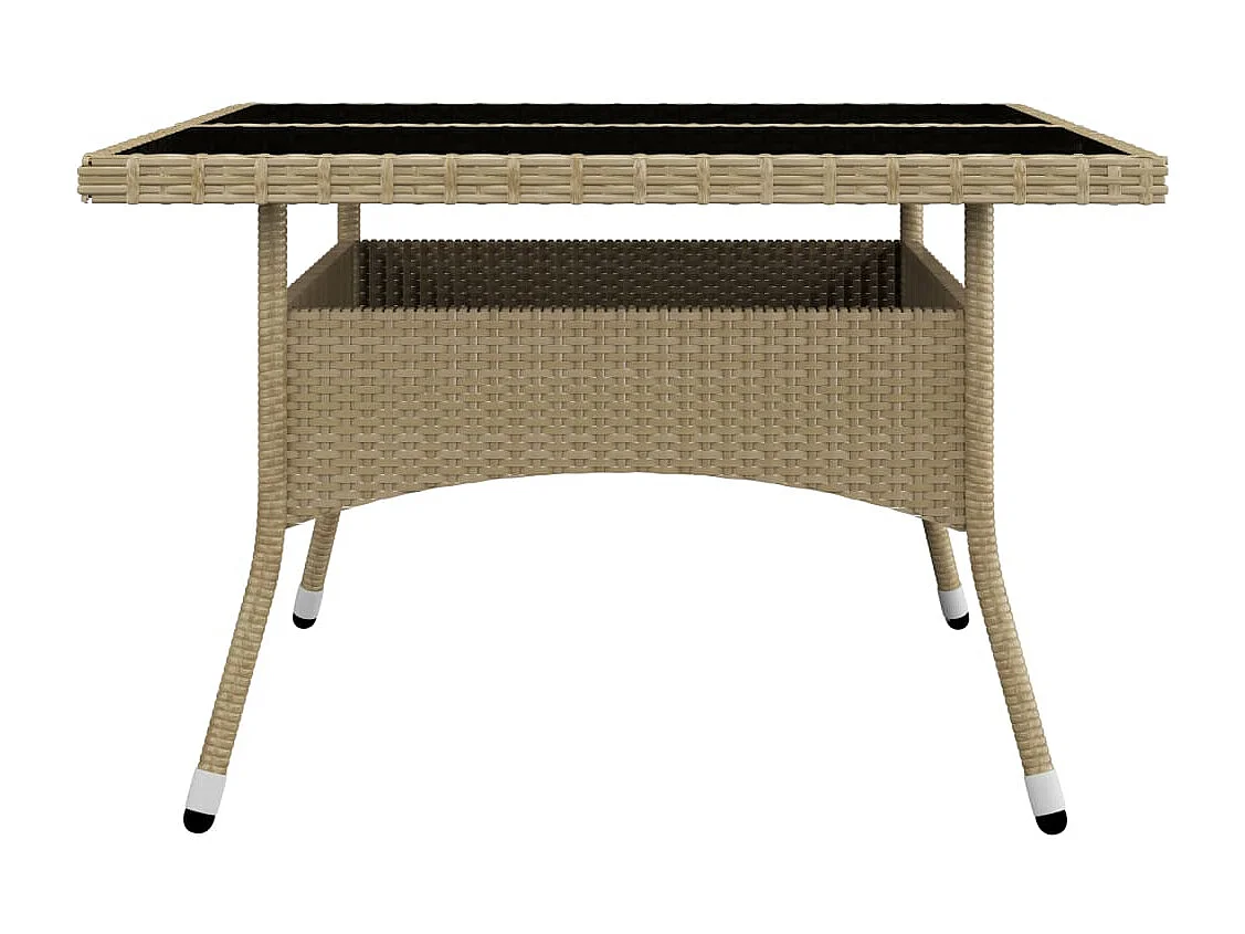 9-delige Tuinset poly rattan en glas beige