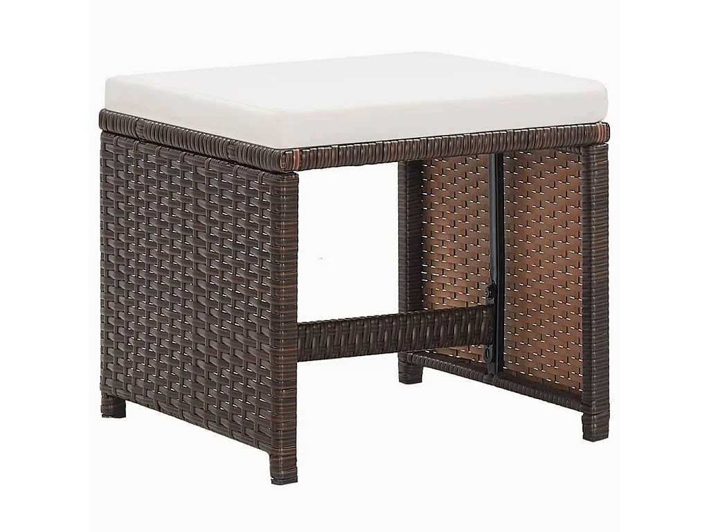 9-tlg. Garten-Essgruppe mit Kissen Poly Rattan Braun