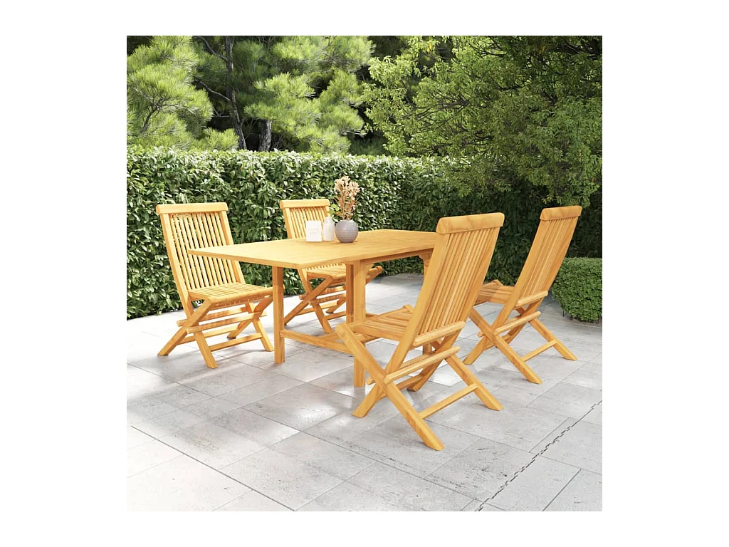 Ensemble à manger de jardin 5 pcs Bois de teck massif