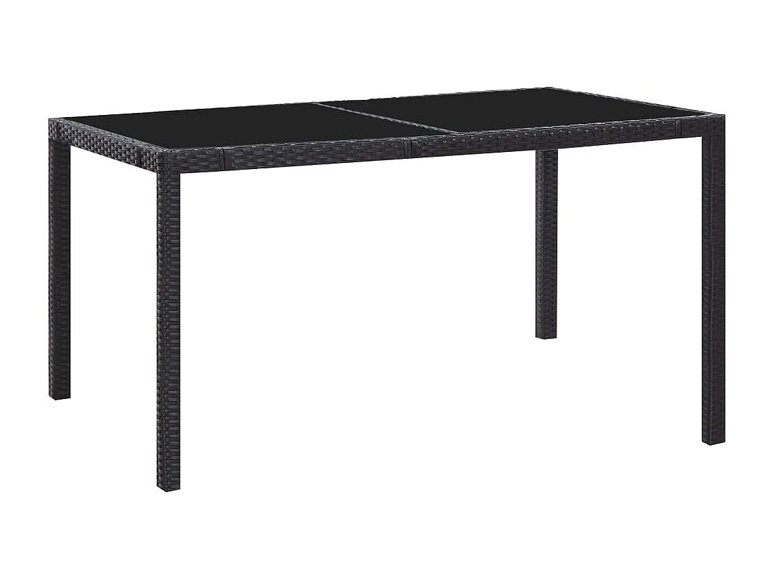 7 pcs conjunto de jantar para exterior vime PE preto