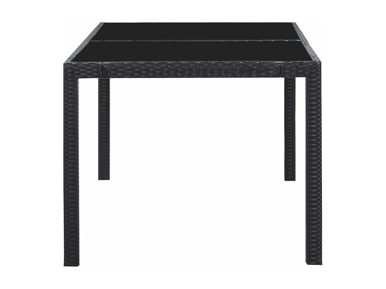 7 pcs conjunto de jantar para exterior vime PE preto