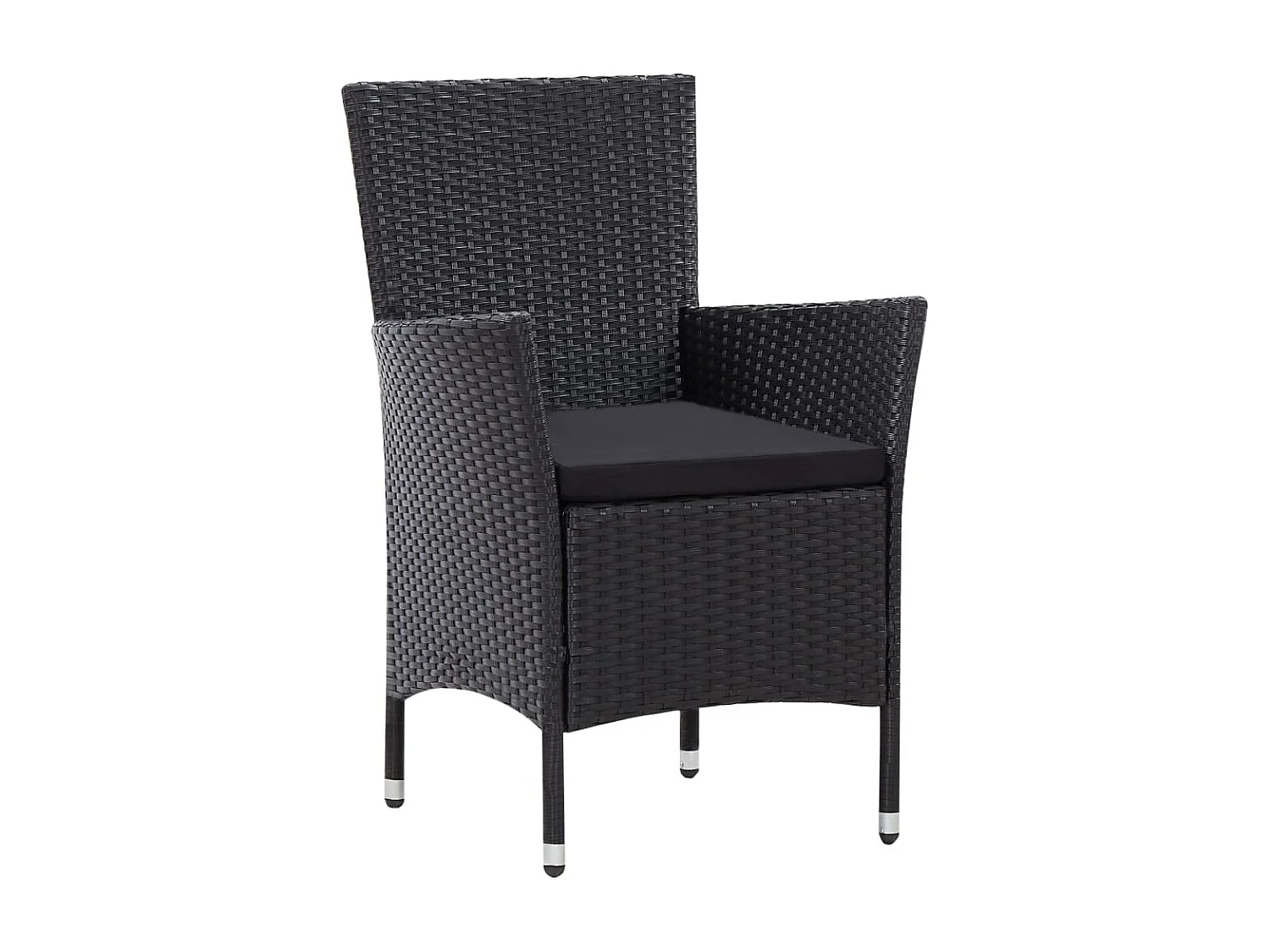 7 pcs conjunto de jantar para exterior vime PE preto