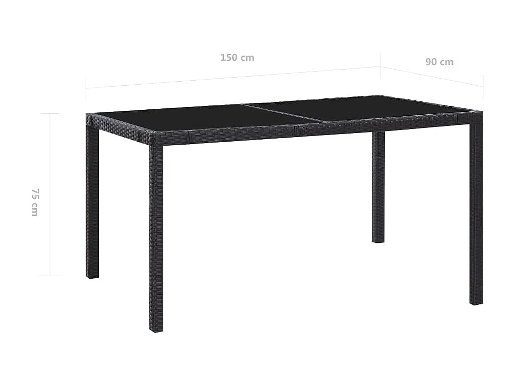 7-delige Tuinset poly rattan zwart