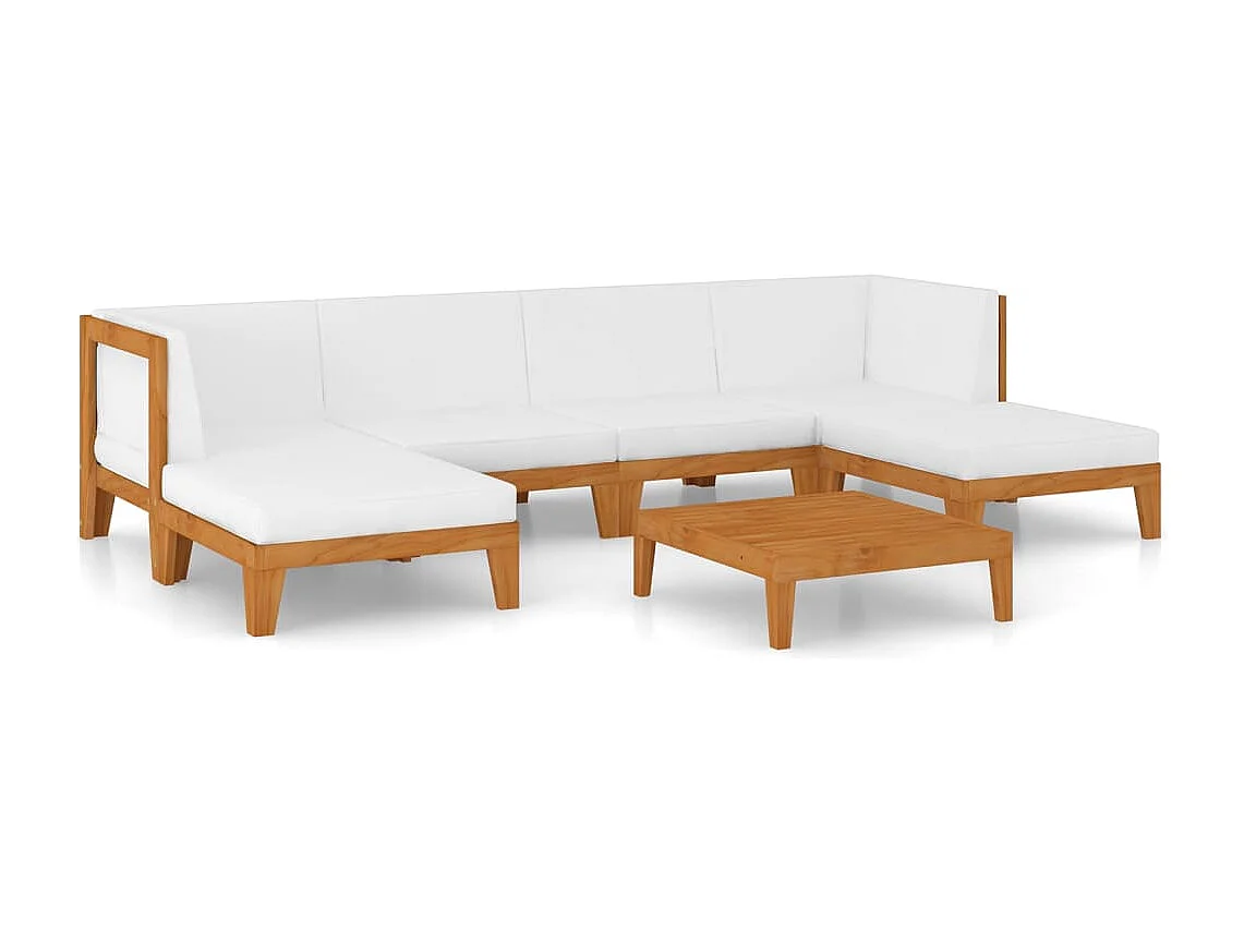 Salon de jardin 7 pcs avec coussins Bois d'acacia solide