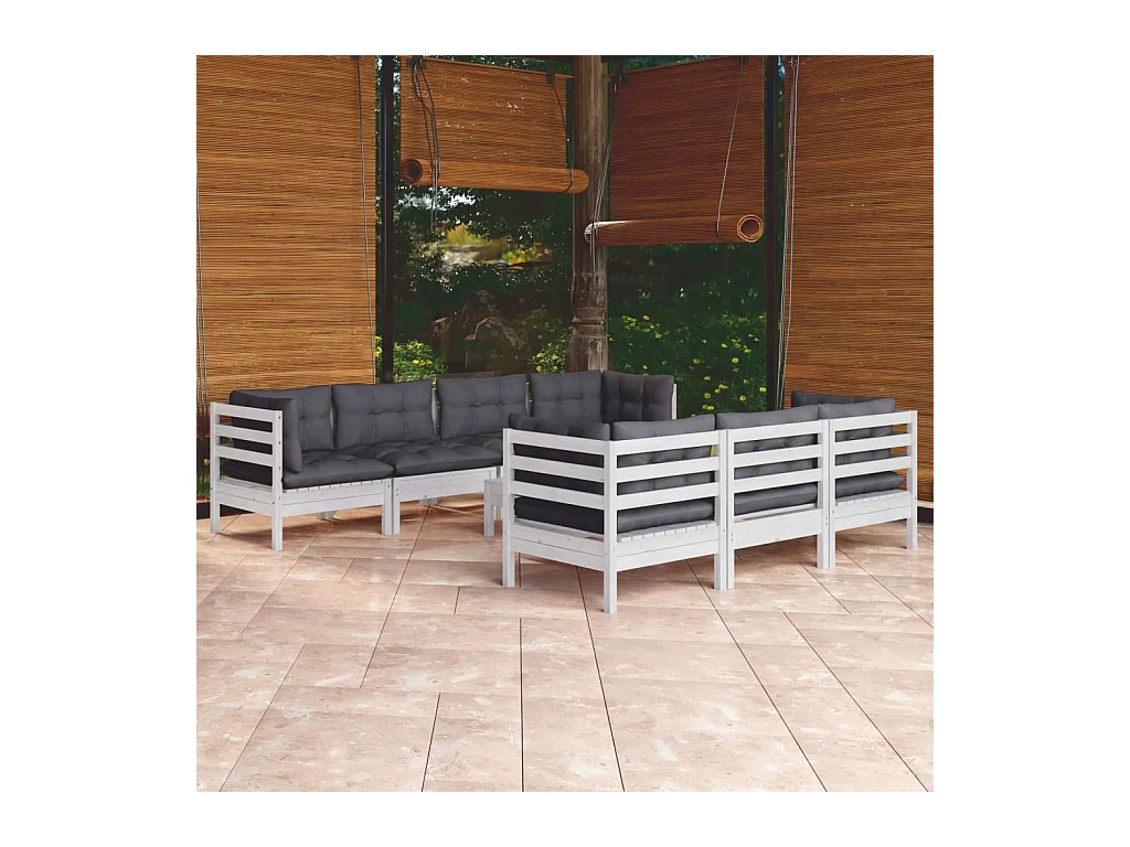 8-tlg. Garten-Lounge-Set mit Kissen Kiefer Massivholz
