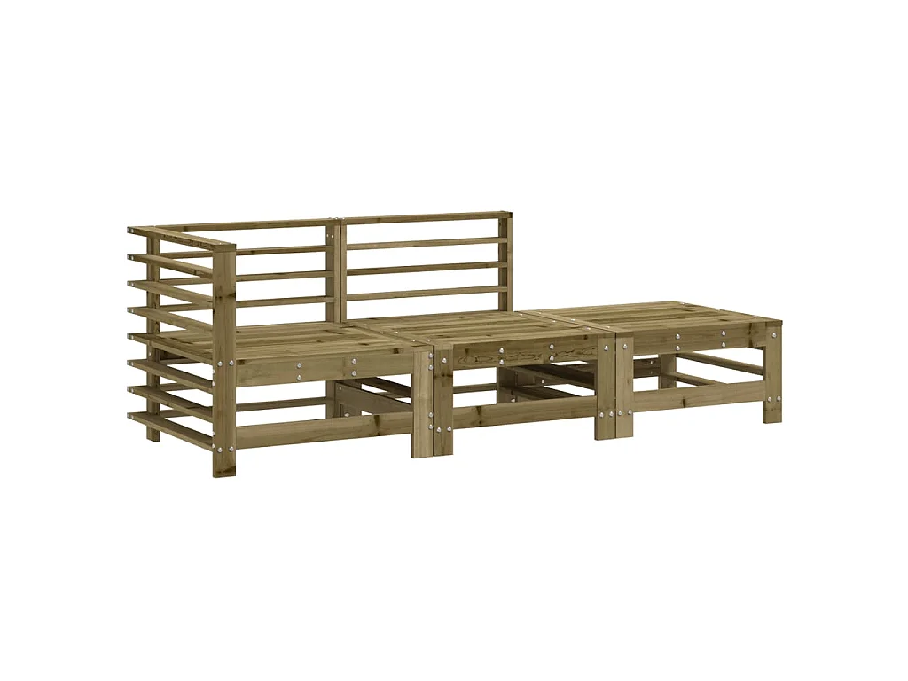 Juego de muebles de jardín 3 pzas madera de pino impregnada