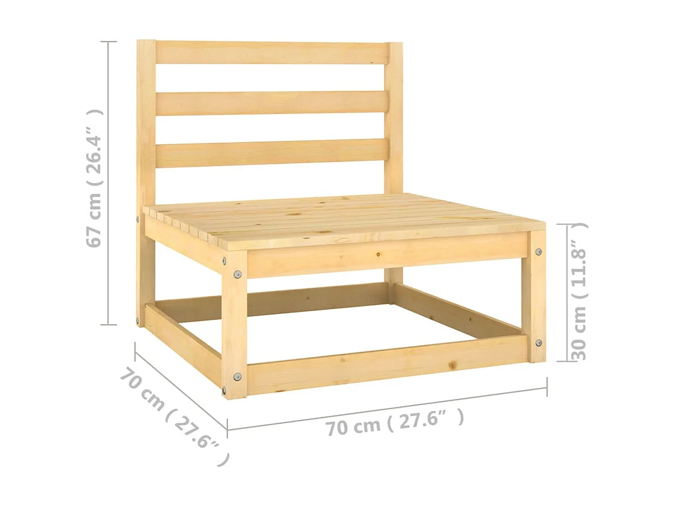 Salon de jardin 6 pcs avec coussins Bois de pin massif