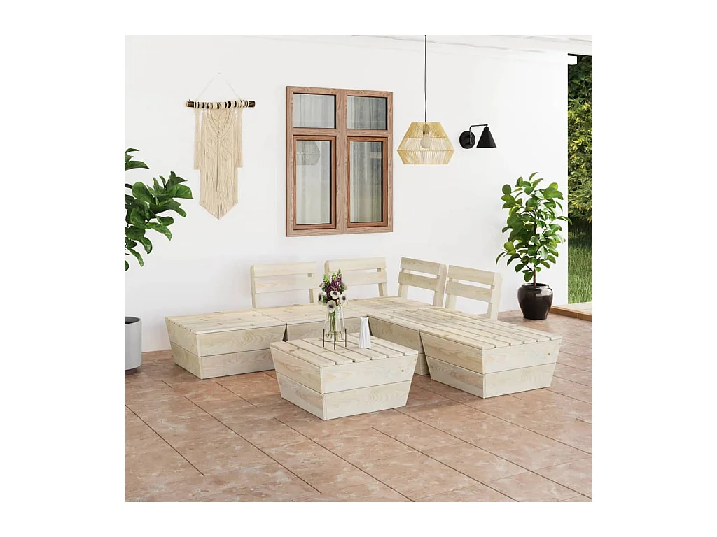 Salon de jardin palette 6 pcs Bois d'épicéa imprégné
