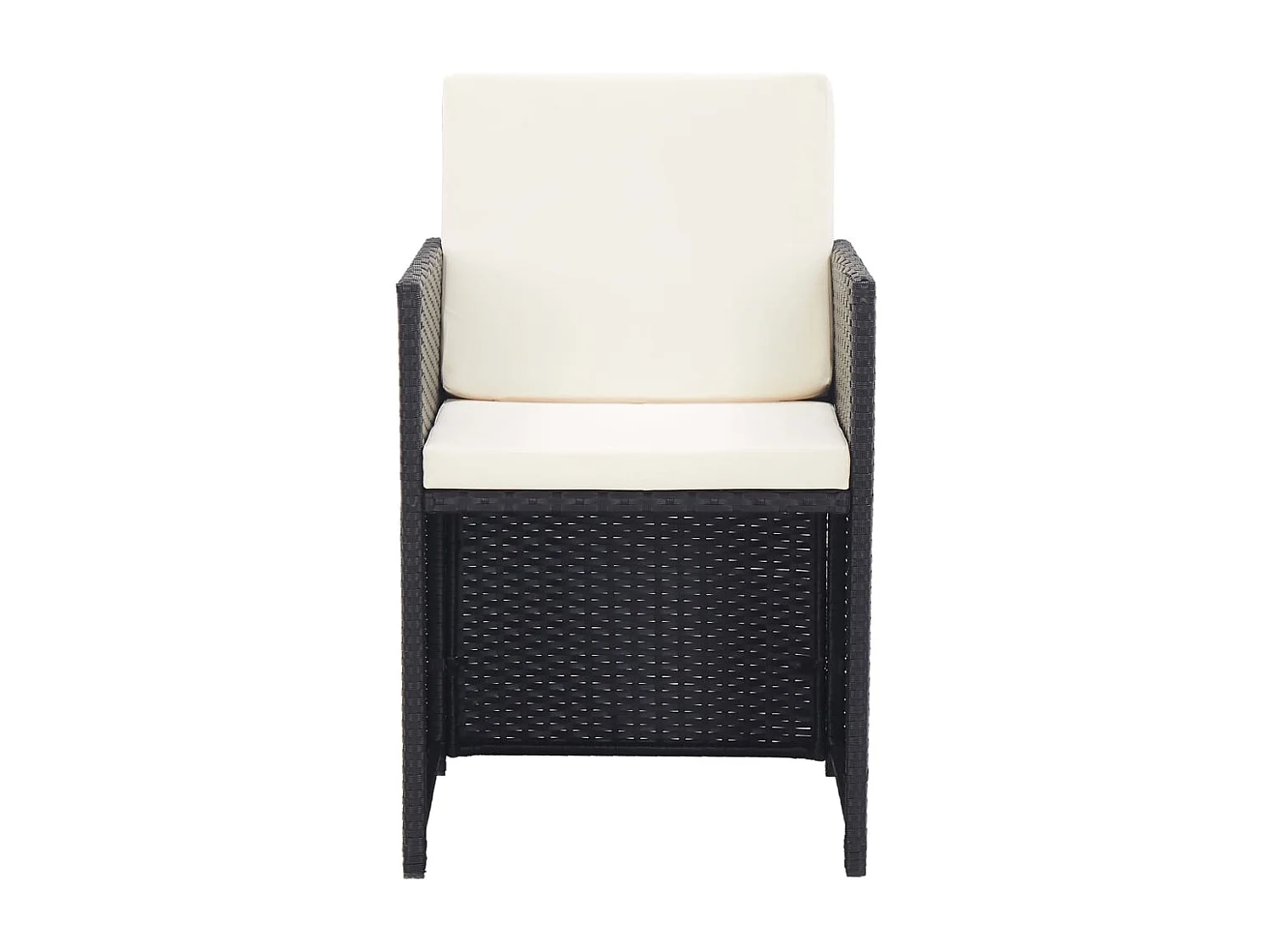 Ensemble à manger d'extérieur 17 pcs avec coussins Rotin Noir