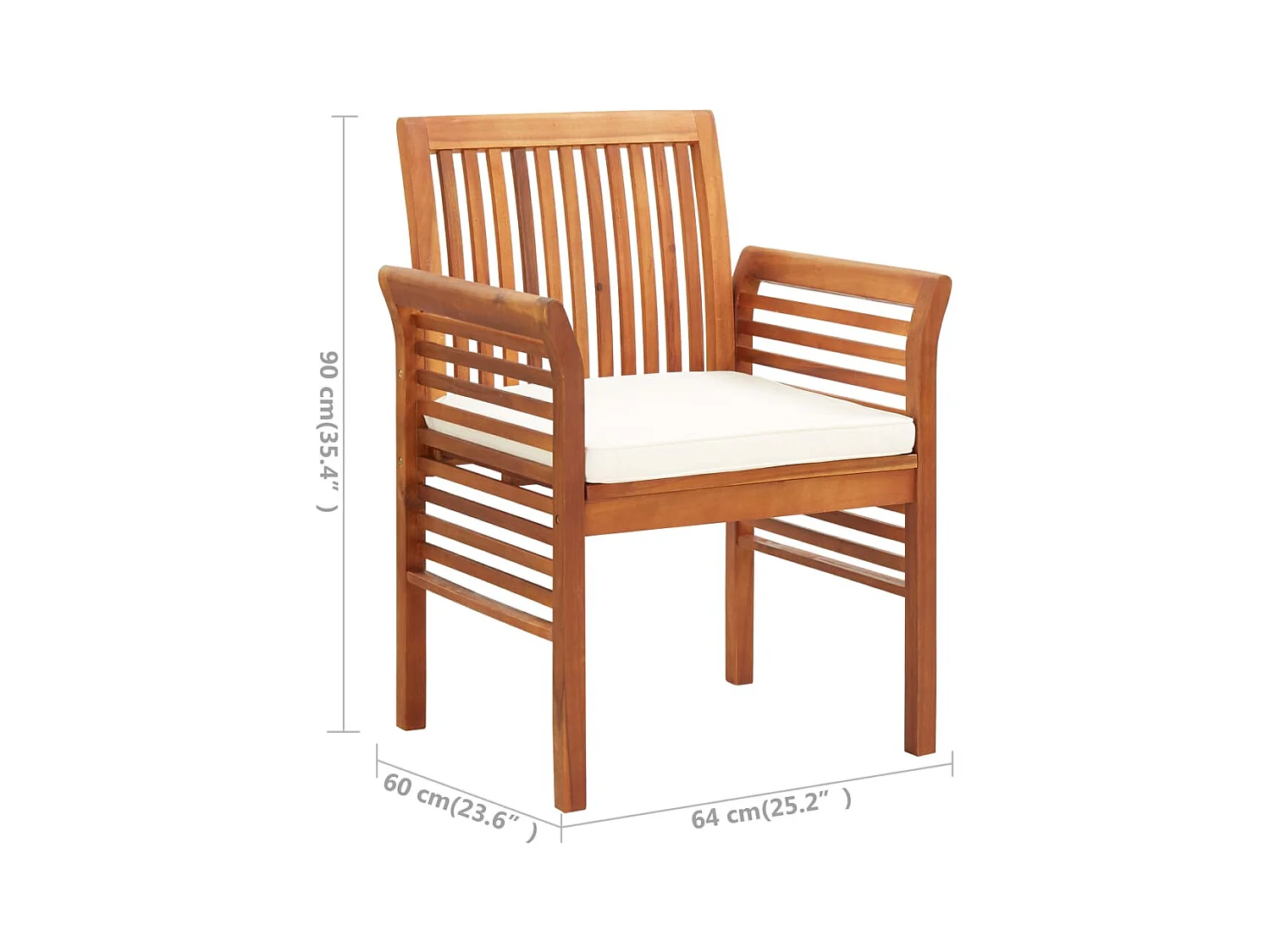Ensemble à manger d'extérieur 3 pcs et coussins Acacia solide