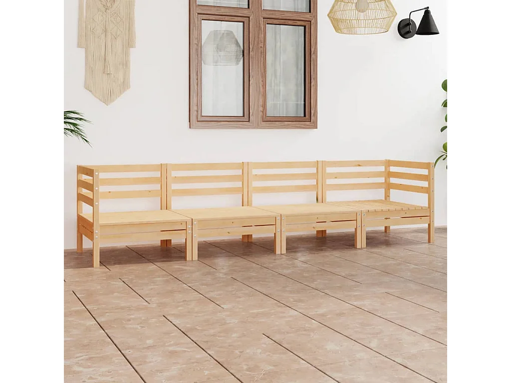 4-delige Loungeset massief grenenhout