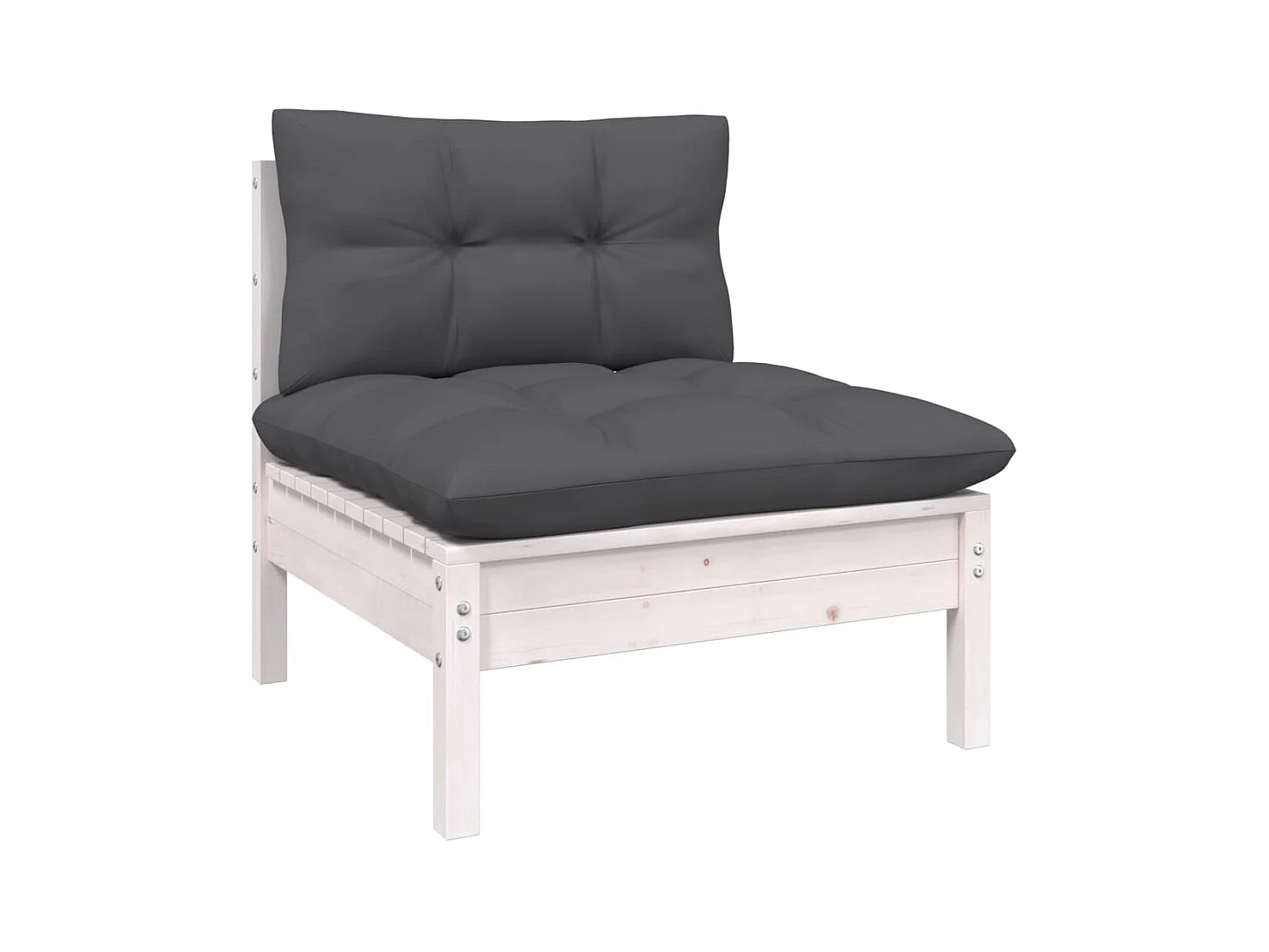 Salon de jardin 11 pcs avec coussins blanc bois de pin solide