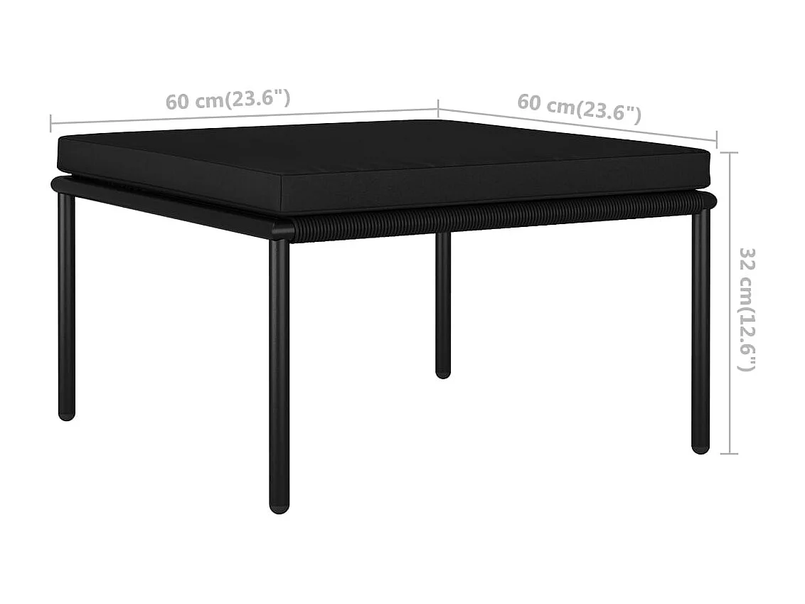 8 pcs conjunto lounge de jardim c/ almofadões PVC preto