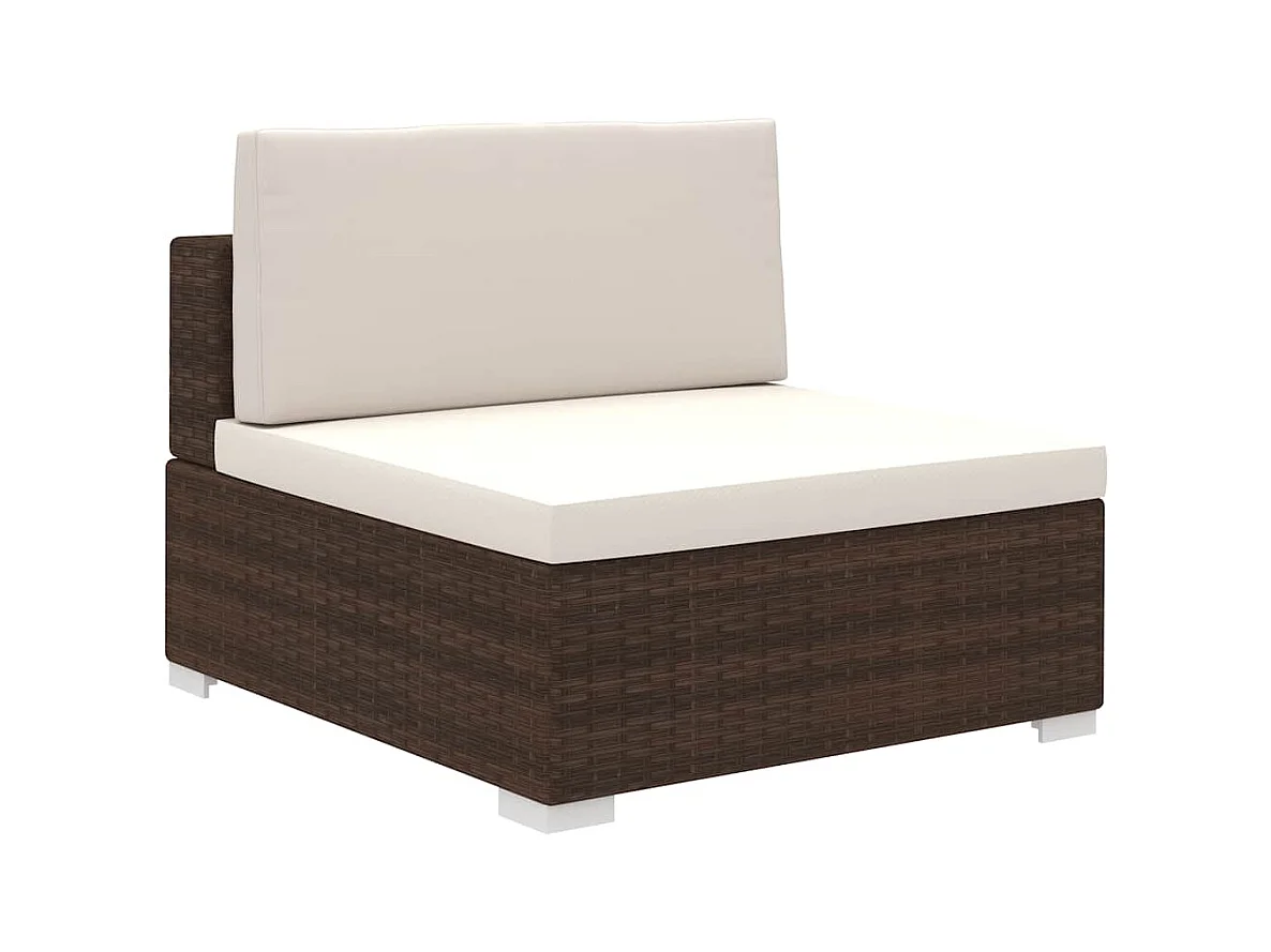 Set Divani da Giardino 8 pz con Cuscini in Polyrattan Marrone