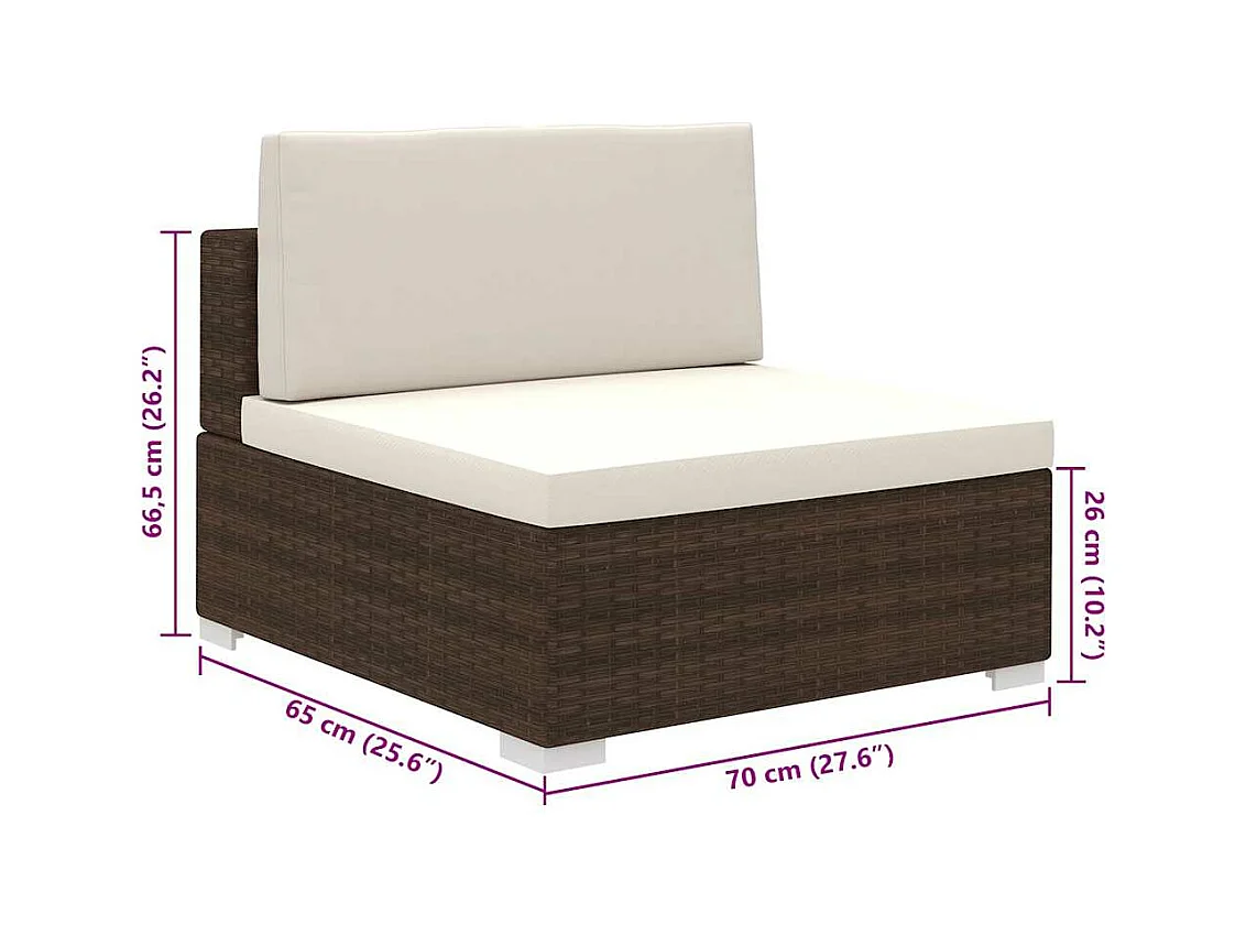Set Divani da Giardino 8 pz con Cuscini in Polyrattan Marrone