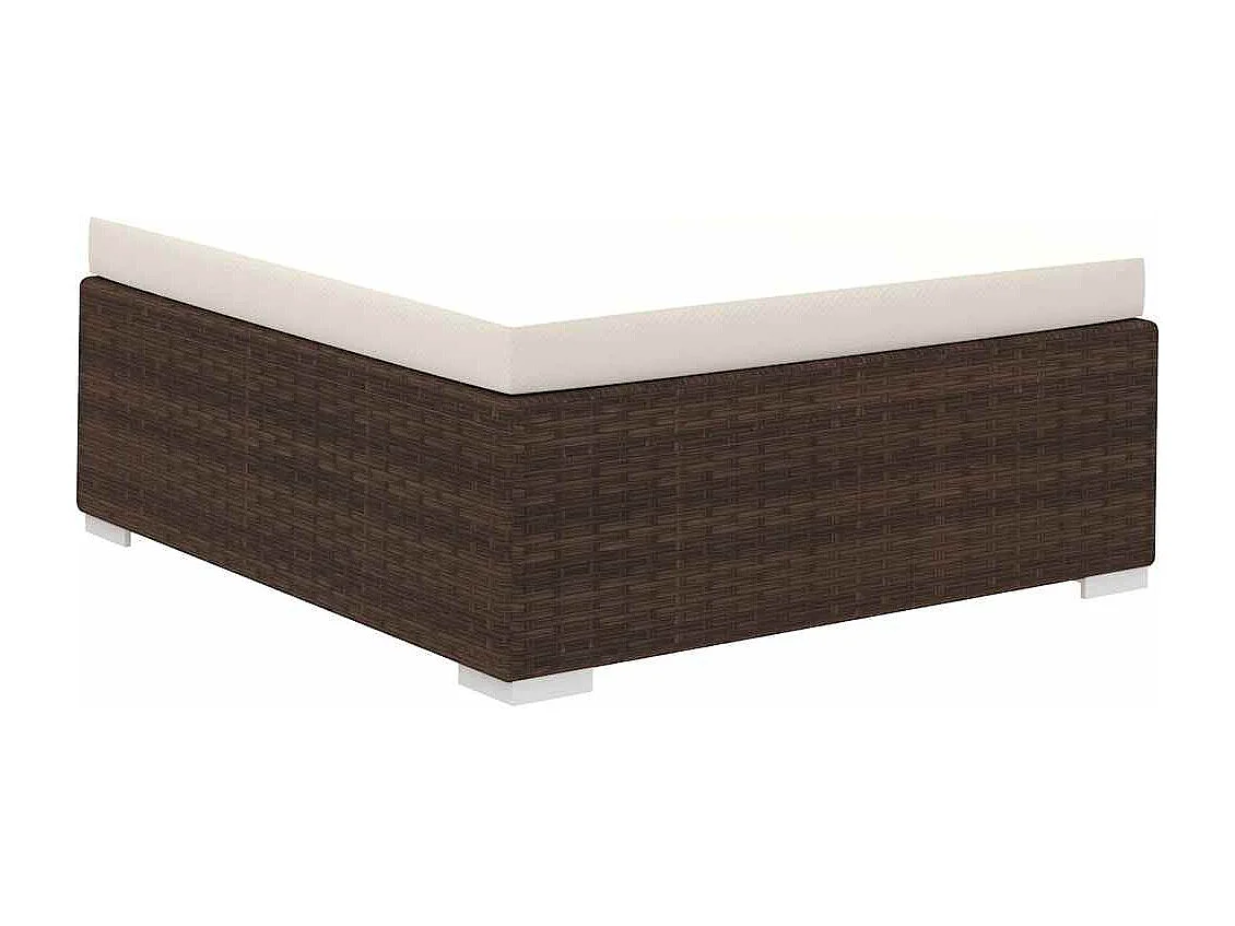 8-delige Loungeset met kussens poly rattan bruin