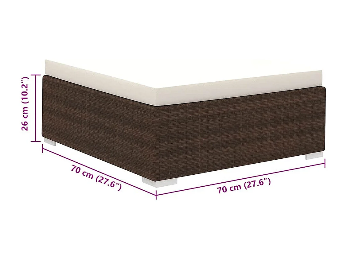 8-delige Loungeset met kussens poly rattan bruin
