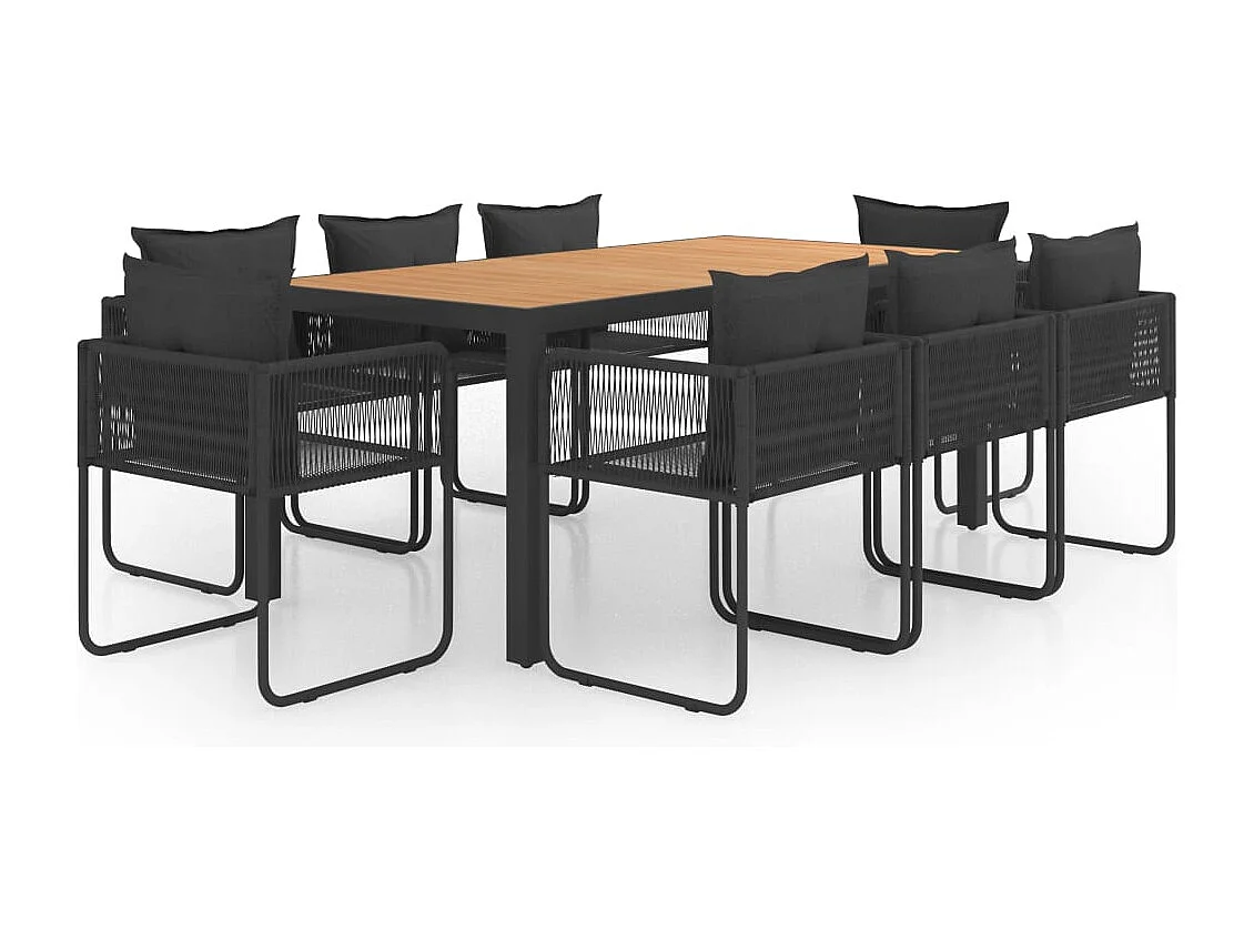 Ensemble à manger de jardin 9pcs PVC résine tressée noir marron