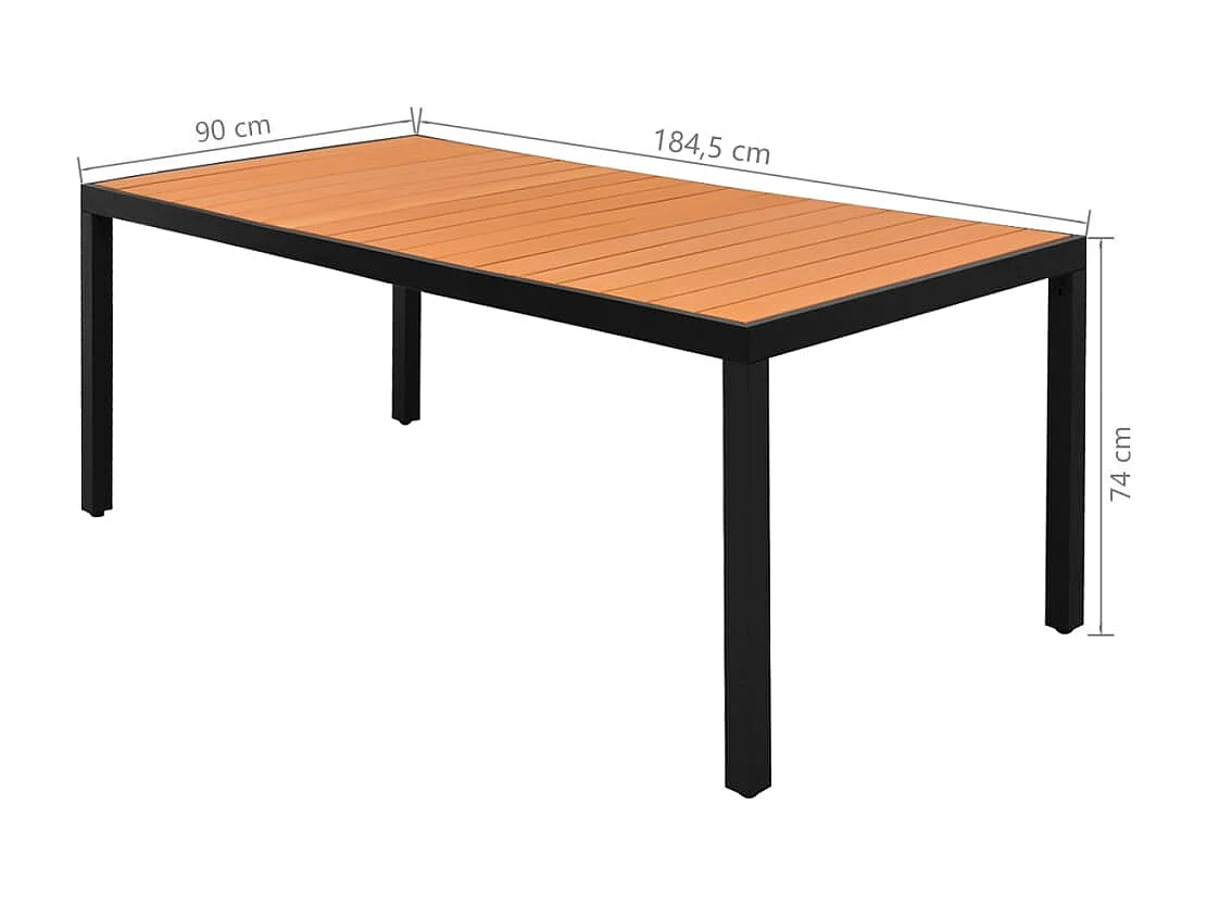 Ensemble à manger de jardin 9pcs PVC résine tressée noir marron