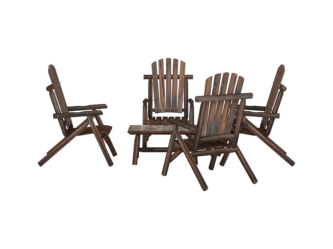 Set Divani da Giardino 5 pz in Legno Massello di Abete