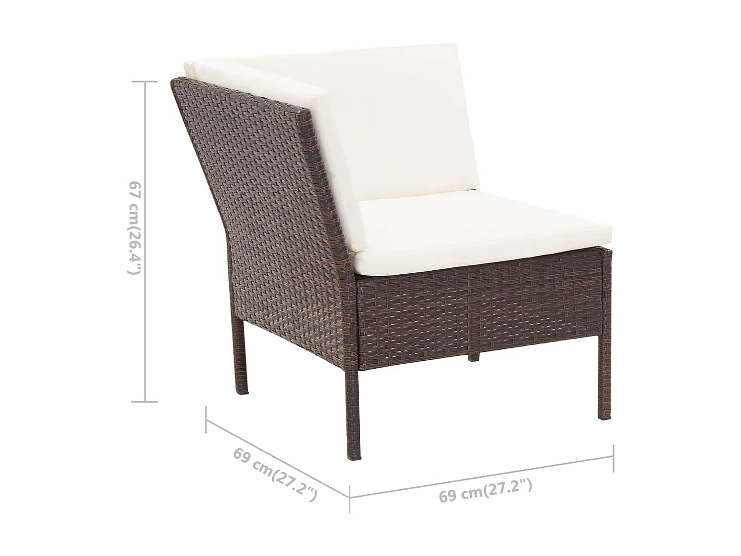 6-tlg. Garten-Lounge-Set mit Auflagen Poly Rattan Braun