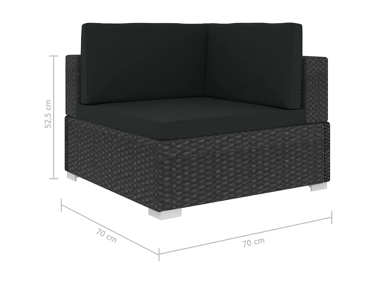 8-delige Loungeset met kussens poly rattan zwart