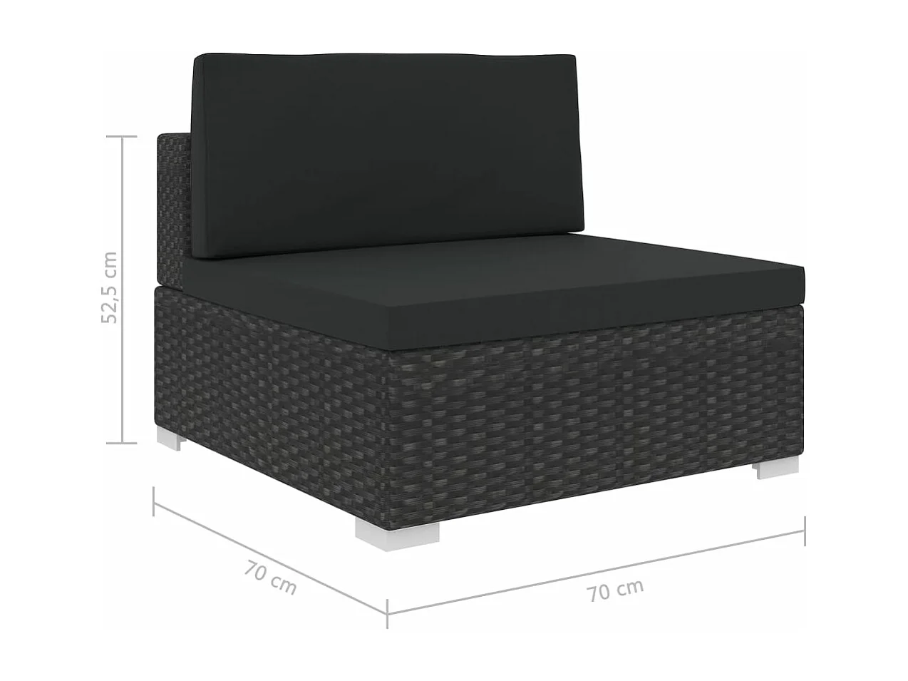 Salon de jardin 8 pcs avec coussins résine tressée noir